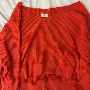 Cozy Red Waffle Knit Sweater